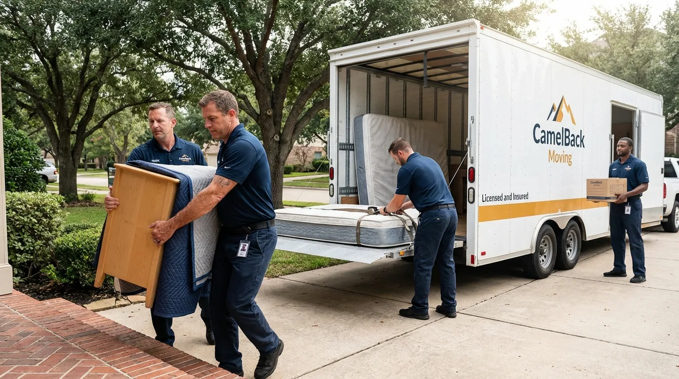 Crew loading residential truck for cross-state move from Greenvale, NY
